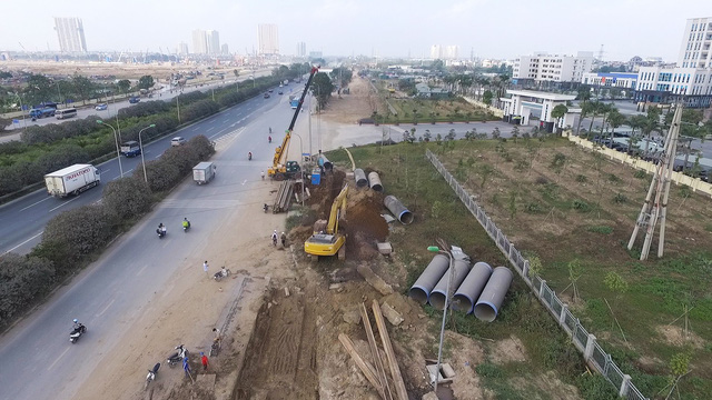 1443/Toàn cảnh công trình nước sạch sông Đà số 2 đang thi công