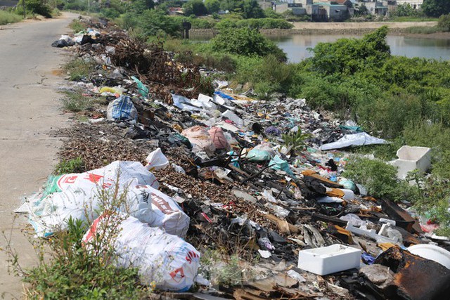 2495/Rác thải gây ô nhiễm ở bờ đê sông Bùng, Nghệ An